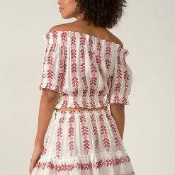 Olive & Bette's Olive And Bette's - Janie Off Shoulder Crop Top - White Rose Arrow