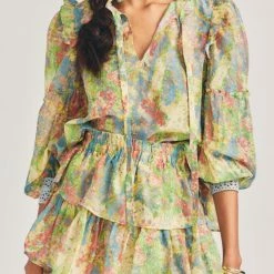 Love Shack Fancy - Ruffle Mini Skirt - Pastel Fields Skirts