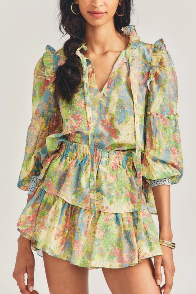 Love Shack Fancy - Ruffle Mini Skirt - Pastel Fields Skirts