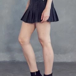 Olive & Bette's Olive And Bette's - Box Pleat Denim Mini Skirt Washed Black