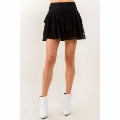 Olive & Bette's Skirts Olive And Bette's - Ruffle Lace Mini Skirt - Black
