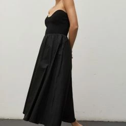 Crescent Olive And Bette's - Christa Knitted Bustier Midi Dress - Black