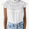 Frame - Lace Inset Short Sleeve Top - Blanc