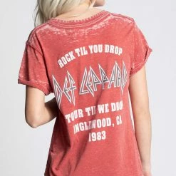 Recycled Karma - Def Leppard Rock Brigade Burnout Tee - Chili Pepper Accessories