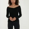 Project Social T - Brynn Off Shoulder V-Neck - Black T-Shirts