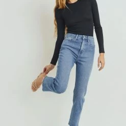 Just Panmaco Inc Pants Just Black - High Rise Classic Straight Medium Wash