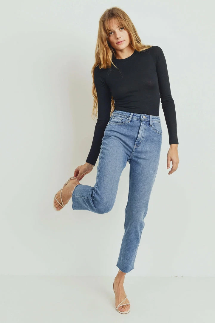 Just Panmaco Inc Pants Just Black - High Rise Classic Straight Medium Wash