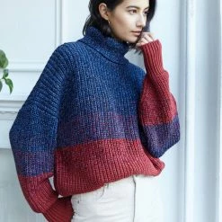 Sweaters Autumn Cashmere - Gradient Turtleneck - Salsa/Wave Ombre