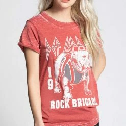 Recycled Karma - Def Leppard Rock Brigade Burnout Tee - Chili Pepper Accessories