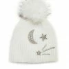 Jocelyn - Moon And Stars Hat With Faux Pom - Ivory