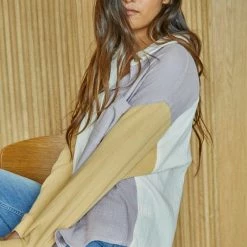 Olive & Bette's Olive And Bette's - Stanley Colorblock Button Down - Lavender/Mustard