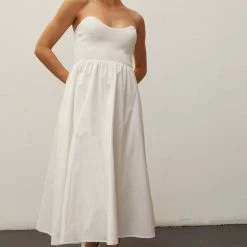 Crescent Dresses Olive And Bette's - Christa Knitted Bustier Midi Dress - Ivory