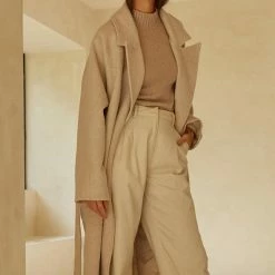 Olive & Bette's Jackets Olive And Bette's - Monte Wrap Wool Coat - Oatmeal