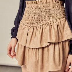 Olive & Bette's Olive And Bette's - Faux Leather Ruffle Skort - Dk. Beige