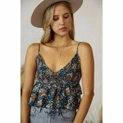 Olive & Bette's Olive And Bette's - Floral Sleeveless Top Teal/Camel