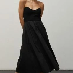 Crescent Olive And Bette's - Christa Knitted Bustier Midi Dress - Black