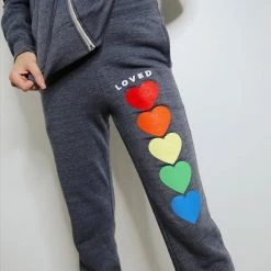 LOVED Collection- Rainbow Heart Loved Sweatpant - Navy