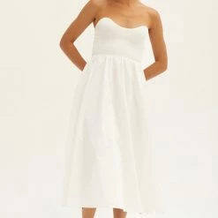 Crescent Dresses Olive And Bette's - Christa Knitted Bustier Midi Dress - Ivory