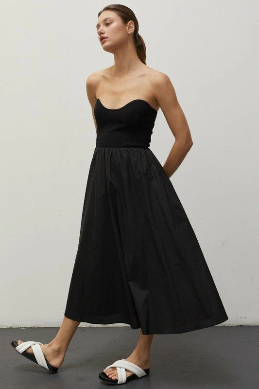 Crescent Olive And Bette's - Christa Knitted Bustier Midi Dress - Black