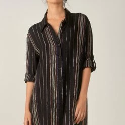 Olive & Bette's Accessories Olive And Bette's - Maddy Button Down - Black/Melon Stripe