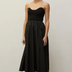 Crescent Olive And Bette's - Christa Knitted Bustier Midi Dress - Black