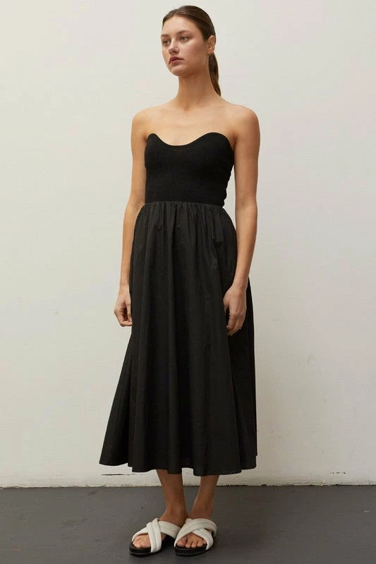 Crescent Olive And Bette's - Christa Knitted Bustier Midi Dress - Black