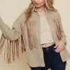 Olive & Bette's Olive And Bette's - Suede Fringe Shacket - Khaki Jackets