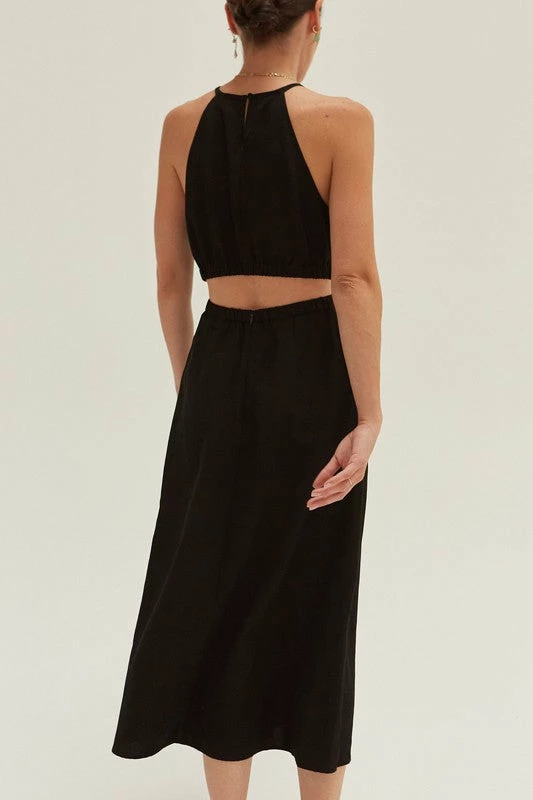 Olive & Bette's Dresses Olive And Bette's - Montana Halter Two Piece Midi Dress - Black