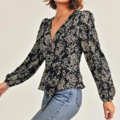 Olive & Bette's Olive And Bette's - Floral Wrap Top - Black Multi Accessories