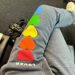 LOVED Collection- Rainbow Heart Loved Sweatpant - Navy