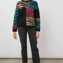Rails - Kylie Black Patchwork Animal Sweater Sweaters