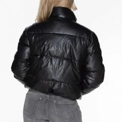 Olive & Bette's Olive And Bette's - Vegan Leather Puffer Coat - Black Jackets