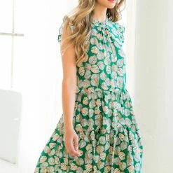Olive & Bette's Olive And Bette's - Lucy Leaf Printed Dress - Green Dresses
