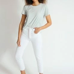 PerfectWhiteTee - Harley Boxy Crew - Silvered Green