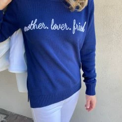 LOVED Collection - Mother Lover Friend Sweater - Navy Sweaters