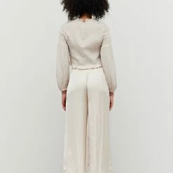 Olive & Bette's Olive And Bette's - Satin Smocked Body Blouse - Cream