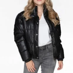 Olive & Bette's Olive And Bette's - Vegan Leather Puffer Coat - Black Jackets