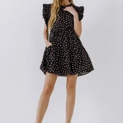 Olive & Bette's Olive And Bette's - Dot Print Mini Dress Black/White
