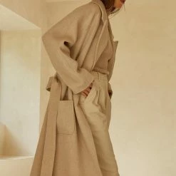 Olive & Bette's Jackets Olive And Bette's - Monte Wrap Wool Coat - Oatmeal