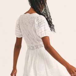 Love Shack Fancy - Valente Mini Dress - Antique White Dresses