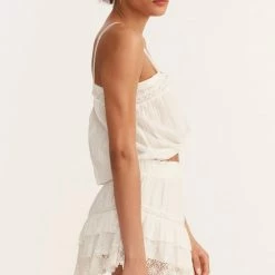 Love Shack Fancy - Tanisha Mini Skirt - True White Skirts