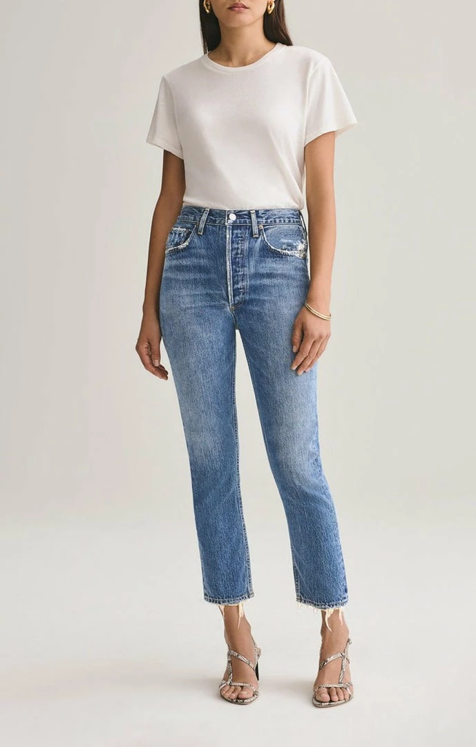 Pants AGOLDE - Riley High Rise Crop - Frequency