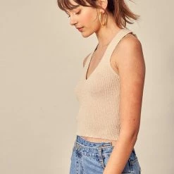 Miou Muse Olive And Bette's - V-Neck Knit Tank - Beige Accessories