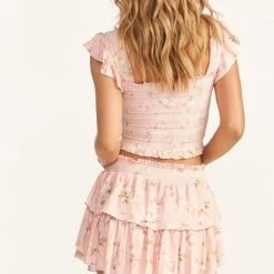 PerfectWhiteTee Love Shack Fancy - Ruffle Mini Skirt - Ballet Pink