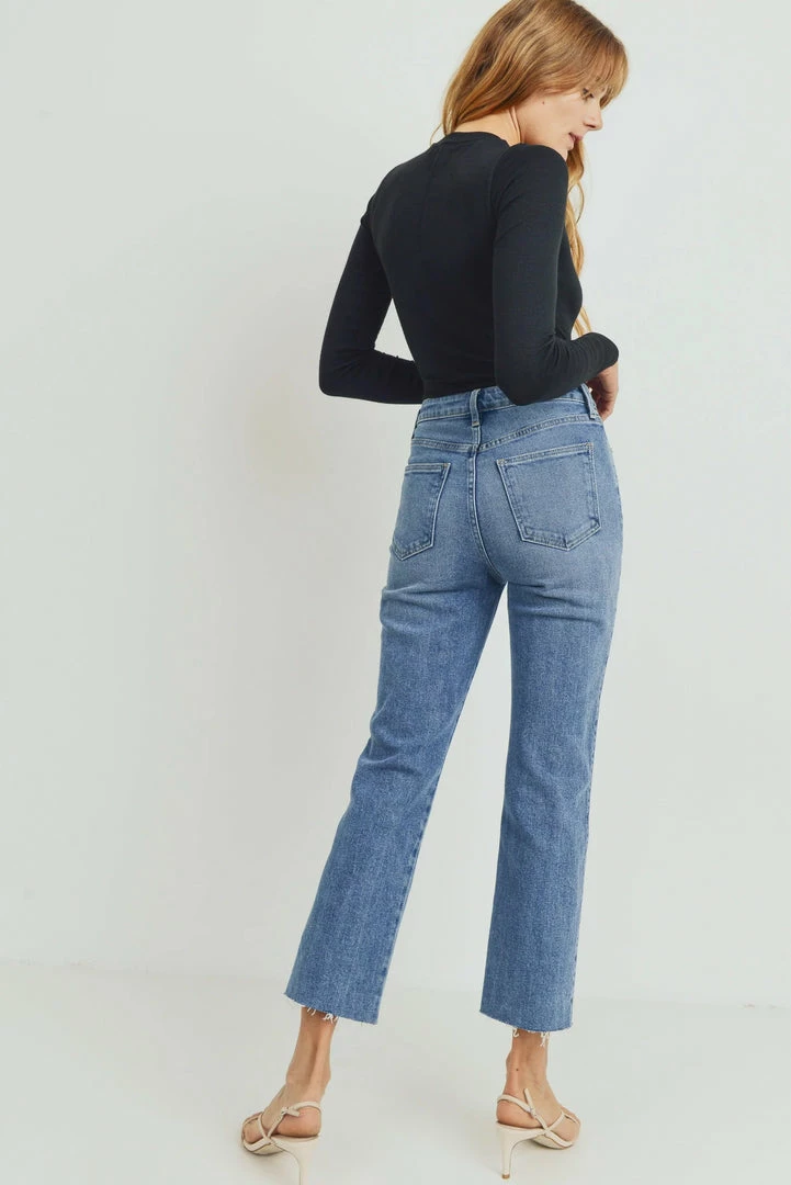 Just Panmaco Inc Pants Just Black - High Rise Classic Straight Medium Wash