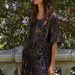 Olive & Bette's Olive And Bette's - Sequin Babydoll Dress - Black