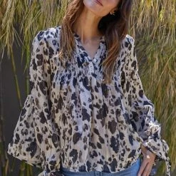 Olive & Bette's Accessories Olive And Bette's - Pintucked Chiffon/Lurex Top - Grey/Black