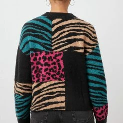 Rails - Kylie Black Patchwork Animal Sweater Sweaters