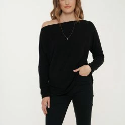 Project Social T Project Social - Candice Off Shoulder Long Sleeve - Black T-Shirts