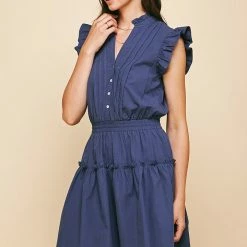 Pinch Dresses Olive And Bette's - Linette Mini Dress - Dusty Navy